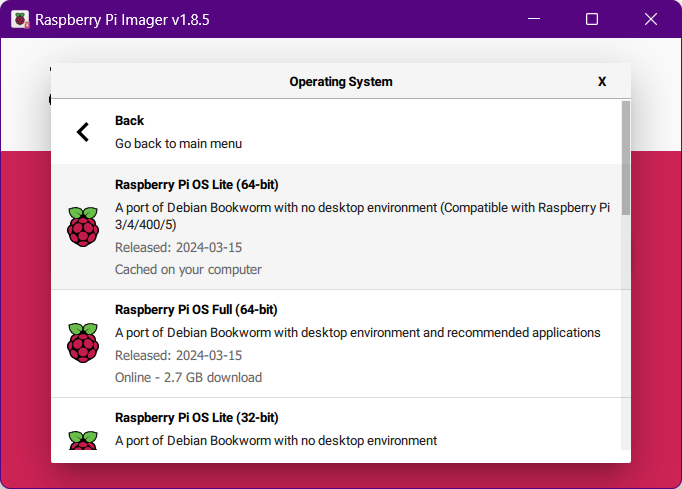 Imager Choose OS