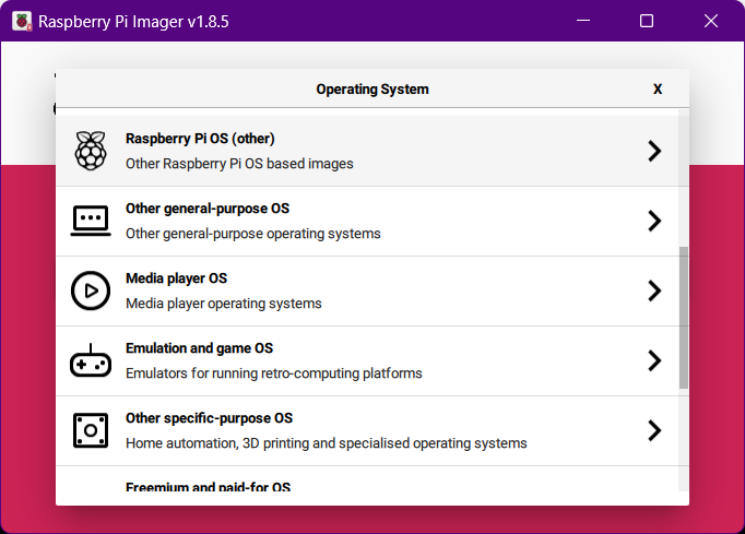Imager Choose OS Other
